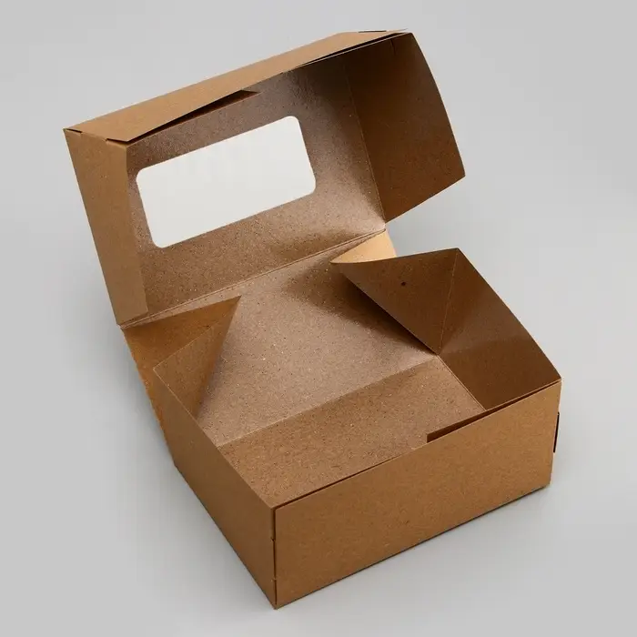 Коробка складная, с окном, крафт, 15×10×7 см