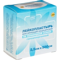 Лейкопластырь 2,5х500см полимерный в картоне LEIKO, 12 шт/уп