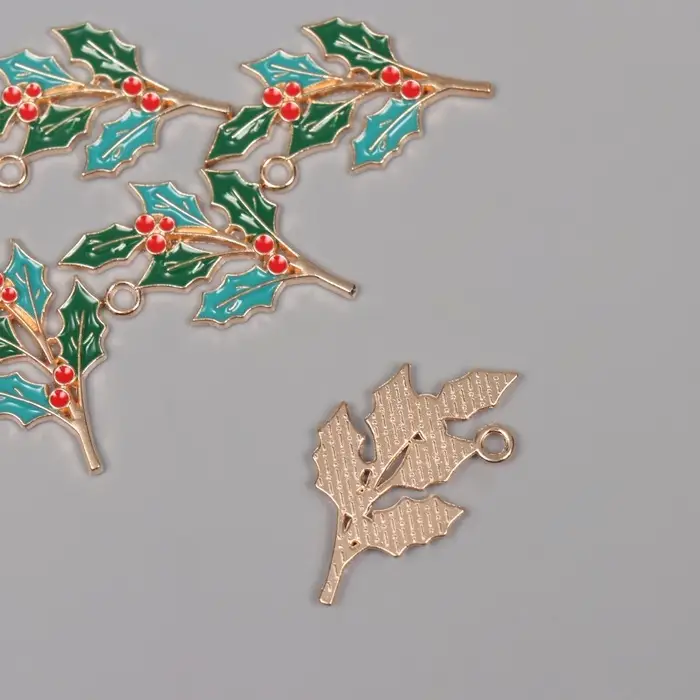 Декор для творчества металл, эмаль Декор для творчества металл, эмаль "Ветка рябины" 3,3х1,9 см