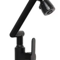 Смеситель для кухни ZEIN Z3705, регулируемый излив высотой 25 см, аэратор 2 режима, черный