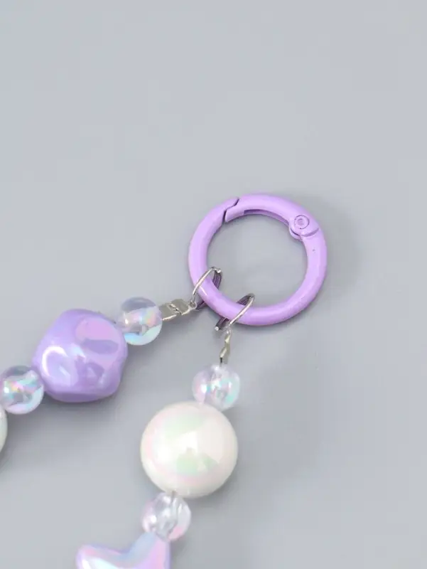 Брелок на карабине "Тюльпаны и звёзды" сиренево-перламутровый 11х4х1,5 см