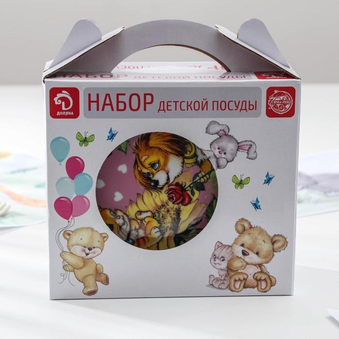 Набор детской посуды из керамики Доляна «Дружба», 3 предмета: кружка 230 мл, миска 400 мл, тарелка d=18 см, цвет белый Набор детской посуды из керамики Доляна «Дружба», 3 предмета: кружка 230 мл, миска 400 мл, тарелка d=18 см, цвет белый