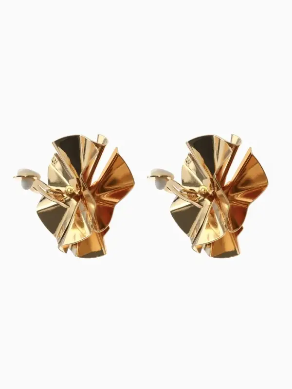 Серьги клипсы для ушей QF &laquo;Тренд. Объёмный цветок&raquo;, металл, цвет золото