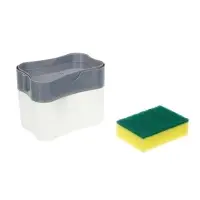 VETTA Дозатор для моющего средства с губкой, пластик, 14x9x11 см, серый