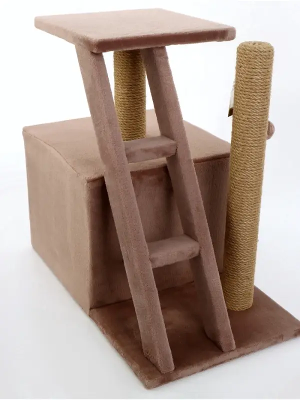 Домик для кошек с когтеточкой &laquo;Домосед&raquo;, 60&times;35&times;56 с, с лестницей и площадкой, цвет капучино