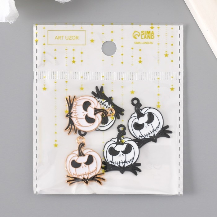 Декор для творчества металл Декор для творчества металл "Тыква жуткая" эмаль МИКС 2,7х2 см
