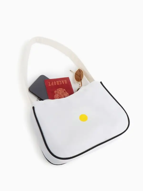 Сумка молодёжная на молнии, с принтом, 24&times;6.5&times;17 см, белая