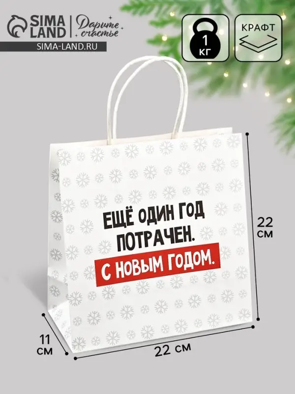 Пакет подарочный новогодний &laquo;Ещё один год&raquo;, 22&times;22&times;11 см