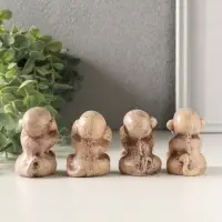 Набор фигурок &laquo;Обезьянки&raquo;, 4 шт., 6 см, слоновая кость