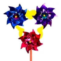 Ветерок &laquo;Вертушка тройная&raquo;, садовая, 18&times;39 см, набор 5 шт., МИКС