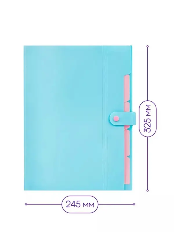 Папка А4, 5 отделений, Calligrata, 600 мкм, на кнопке, голубая, матовая Папка А4, 5 отделений, Calligrata, 600 мкм, на кнопке, голубая, матовая