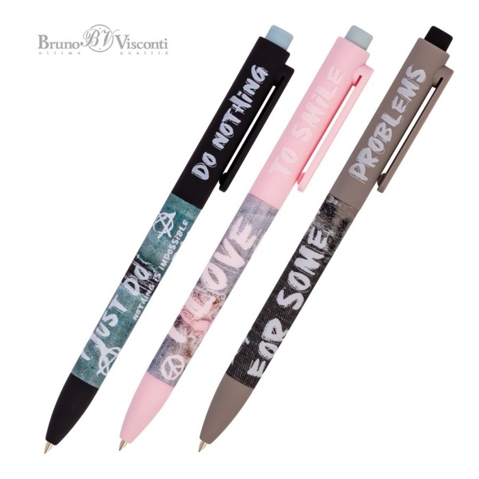 Ручка шариковая автоматическая FreshWrite FunClick. FunClick Jeans, узел 0.7 мм, синие пигментные чернила, корпус Soft Touch, МИКС Ручка шариковая автоматическая FreshWrite FunClick. FunClick Jeans, узел 0.7 мм, синие пигментные чернила, корпус Soft Touch, МИКС