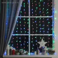 Гирлянда &laquo;Занавес&raquo; 2&times;1.5 м с насадками &laquo;Шарики&raquo;, IP20, прозрачная нить, 360 LED, свечение мульти, 8 режимов, 220 В