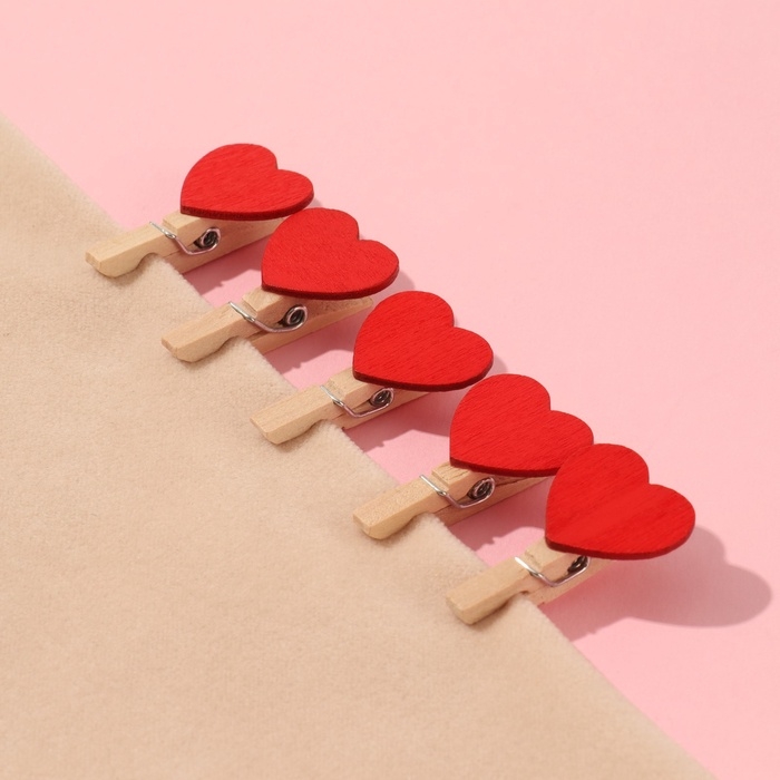 Прищепки для шитья «С сердцем», 3,5 × 2 × 1 см, 10 шт, цвет красный Прищепки для шитья «С сердцем», 3,5 × 2 × 1 см, 10 шт, цвет красный