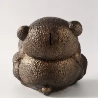 Копилка для денег &laquo;Мишка с букетом&raquo; 19&times;20 см, бронза