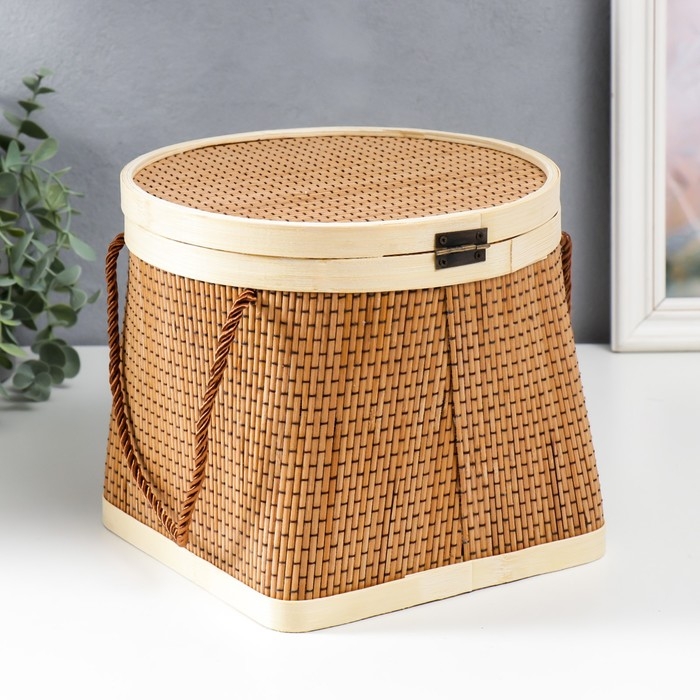 Шкатулка бамбук Шкатулка бамбук "Кузовок" со шнуром 18х20х22 см