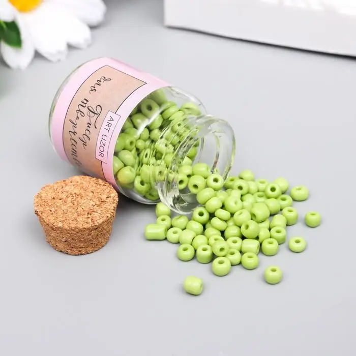 Бисер круглый 6/0 в бутылочке  Бисер круглый 6/0 в бутылочке "Фисташковый" 20 гр