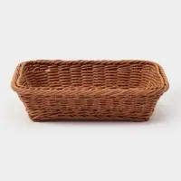 Корзина для продуктов Доляна, 30&times;19.5&times;6 см, плетёная, пластик, коричневая