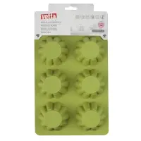 VETTA Форма силиконовая 6 ячеек, для кексов, гофрированная, 25.5x18x3.5см, 3 цвета