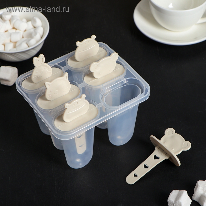 Форма для мороженого «Мордашки», 11×11×11 см, 6 ячеек, цвет прозрачный Форма для мороженого «Мордашки», 11×11×11 см, 6 ячеек, цвет прозрачный