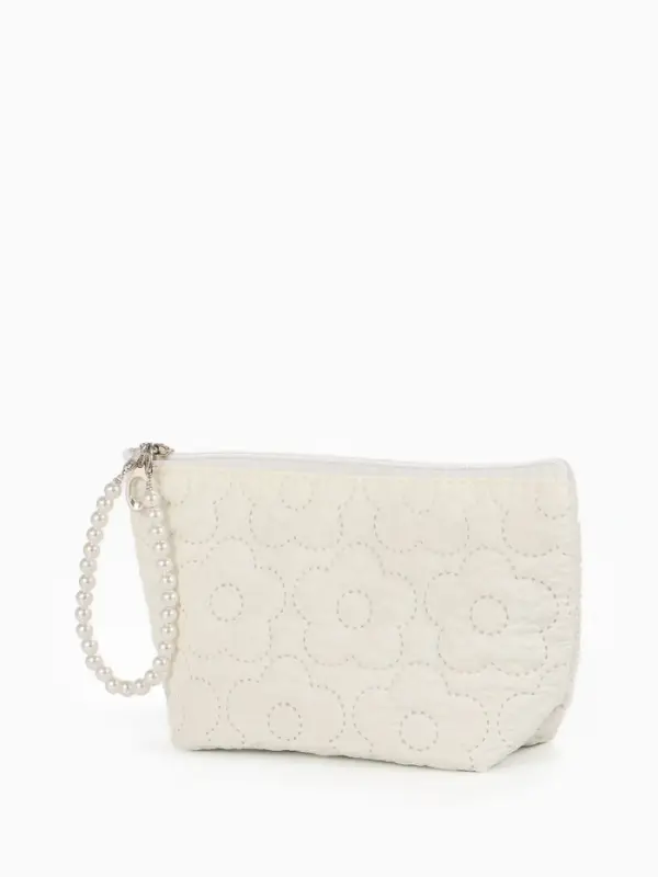 Косметичка дор Цветок 22*6*16, отд на молнии, молочный