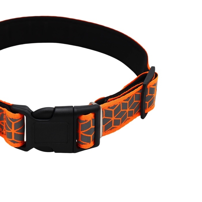 Ошейник со светоотражающим орнаментом, 55 х 2,5 см, оранжевый Ошейник со светоотражающим орнаментом, 55 х 2,5 см, оранжевый