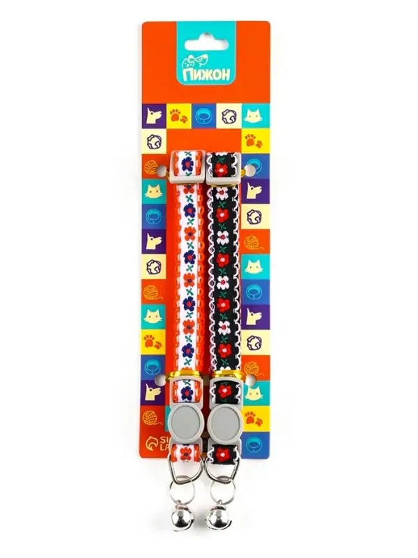 Набор ошейников для кошек &laquo;Пижон. По-полюшку&raquo;, 30&times;1 см, оранжевый, чёрный