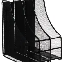 Лоток для бумаг А4, вертикальный, металлическая сетка, 3 отделения, чёрный