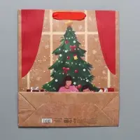 Пакет подарочный новогодний крафтовый &laquo;Уют в доме&raquo;, M 26 х 30 х 9 см