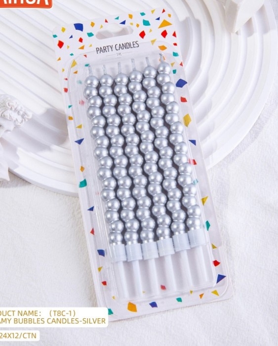 Свечи для торта &laquo;Жемчужины&raquo;, 6 шт., серебряные