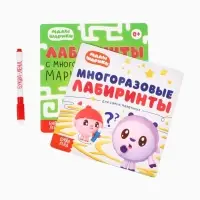 Набор книг "Многоразовые лабиринты", 2 книги по 12 стр., 16х16 см, Малышарики