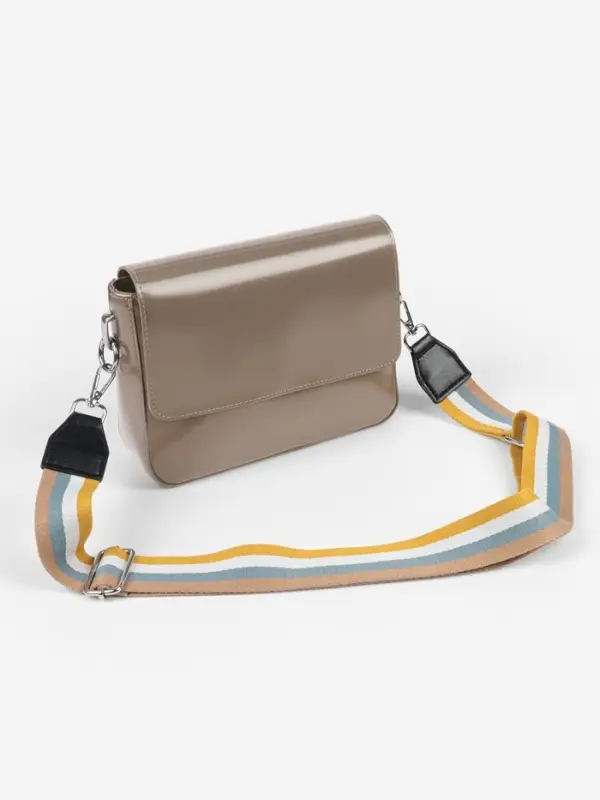 Ручка для сумки, стропа с кожаной вставкой, 135&plusmn;3&times;3.8 см, жёлтая, белая