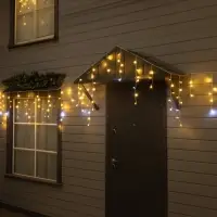 Гирлянда &laquo;Бахрома&raquo; 6&times;0.7 м, IP44, УМС, белая нить, 120 LED, свечение тёплое белое, мерцание, 220 В