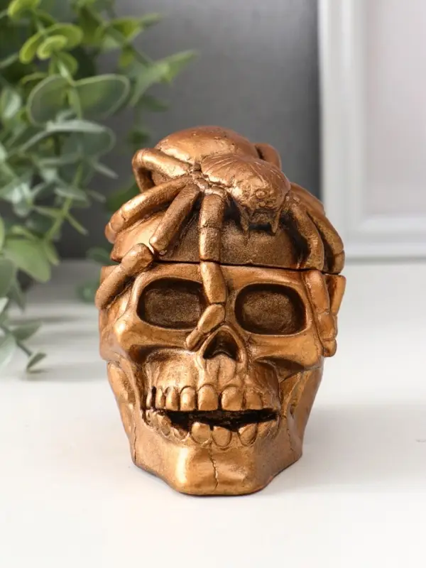 Шкатулка с крышкой «Череп», 10×8×10 см, бронза