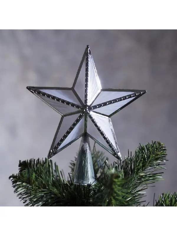 Светодиодная верхушка на ёлку &laquo;Звезда серебристая&raquo;, 16 см, 10 LED, 220 В, свечение мульти