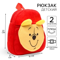 Рюкзак плюшевый «Мишка», на молнии, с карманом, 19×22 см, Медвежонок Винни и его друзья