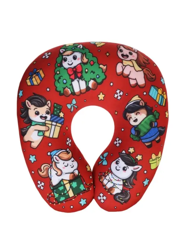 Подушка для путешествий антистресс «Лошадки", красный