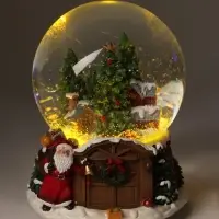 Снежный шар с подсветкой &laquo;Домики в еловом лесу&raquo;,13&times;13&times;16 см, музыка, снежный вихрь