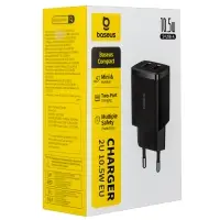 Переходник сетевого зарядного устройства на 2 USB 10.5W CCXJ010201 Baseus черный