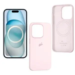 Чехол для iPhone 15 Pro Max Silicone Case 100% ORG (MagSafe + анимация NFC) c LOGO Light Pink