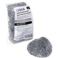 Губка-мочалка металлическая для мытья посуды 80x80x25мм 12г 5шт/уп