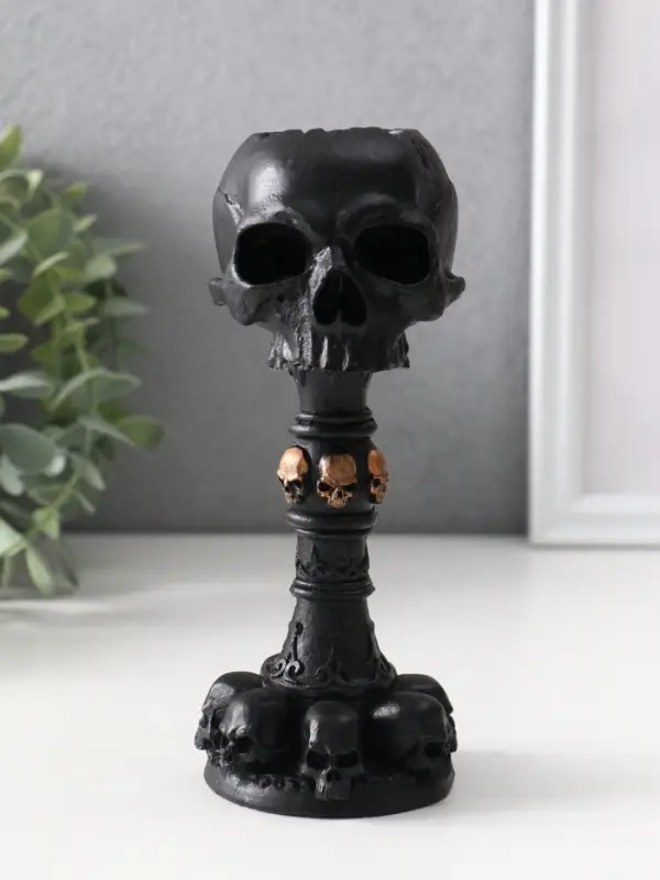 Подсвечник «Череп на ножке», 16×6.5×7.5 см, чёрный
