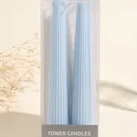 Набор свечей, 3.5х23 см, 2 шт "Башня" светло-голубой 4х9,5х25 см