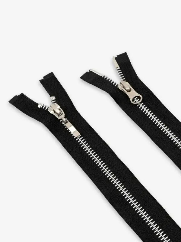 Молния металлическая, №5, 2 замка, разъёмная, замки автомат, 80 см, чёрный