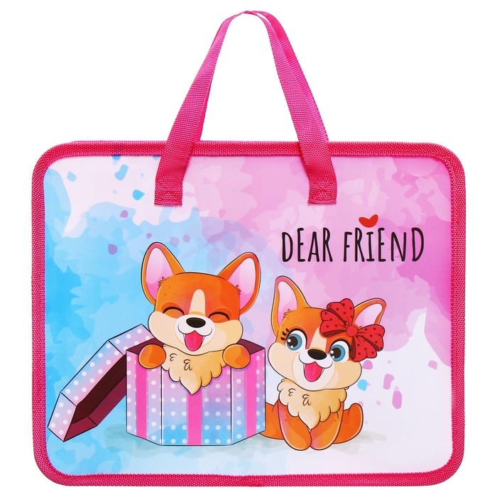 Папка с ручками пластиковая А4 Calligrata  Папка с ручками пластиковая А4 Calligrata "Собачки", 32,2х25,6х7 см,