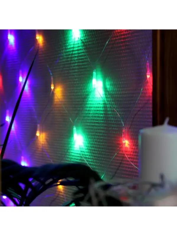 Гирлянда &laquo;Сеть&raquo; 1.6&times;1.6 м, IP20, прозрачная нить, 144 LED, 8 режимов, 220 В, свечение мульти,