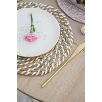 Салфетка сервировочная на стол Доляна &laquo;Солнце&raquo;, плетёная, d=30 см, бежевая с белым узором