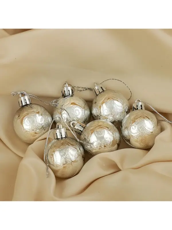 Ёлочные игрушки &laquo;Зима&raquo;, шары новогодние, набор 6 шт., d=4 см, серебристый