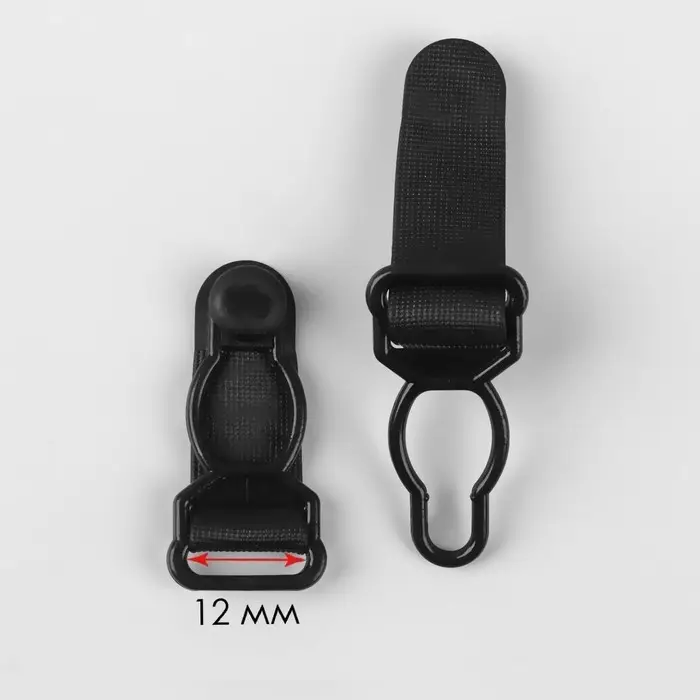 Застёжка для чулок, 12 мм, 4 шт., чёрная Застёжка для чулок, 12 мм, 4 шт., чёрная