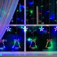 Гирлянда &laquo;Бахрома&raquo; 2.4&times;0.9 м с насадками &laquo;Колокольчики&raquo;, IP20, прозрачная нить, 138 LED, свечение мульти, 8 режимов, 220 В